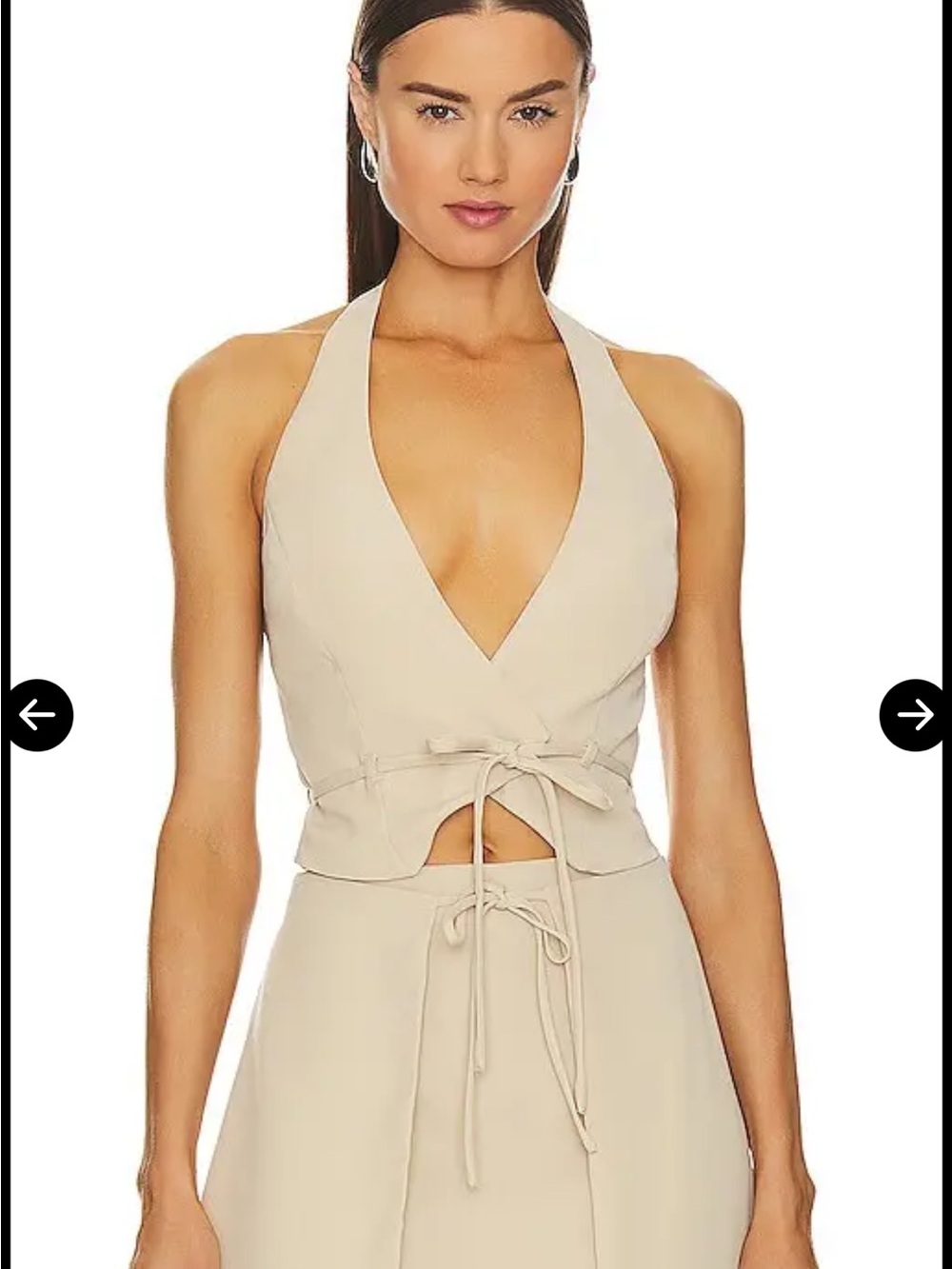 Lovers + friends Halter Tie-Front Crop Top - Beige